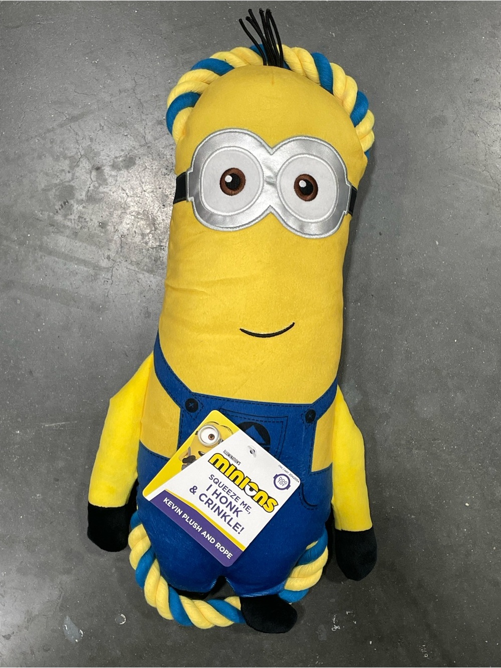 Minions Kevin Plush Rope Dog Toy - Yellow and Blue